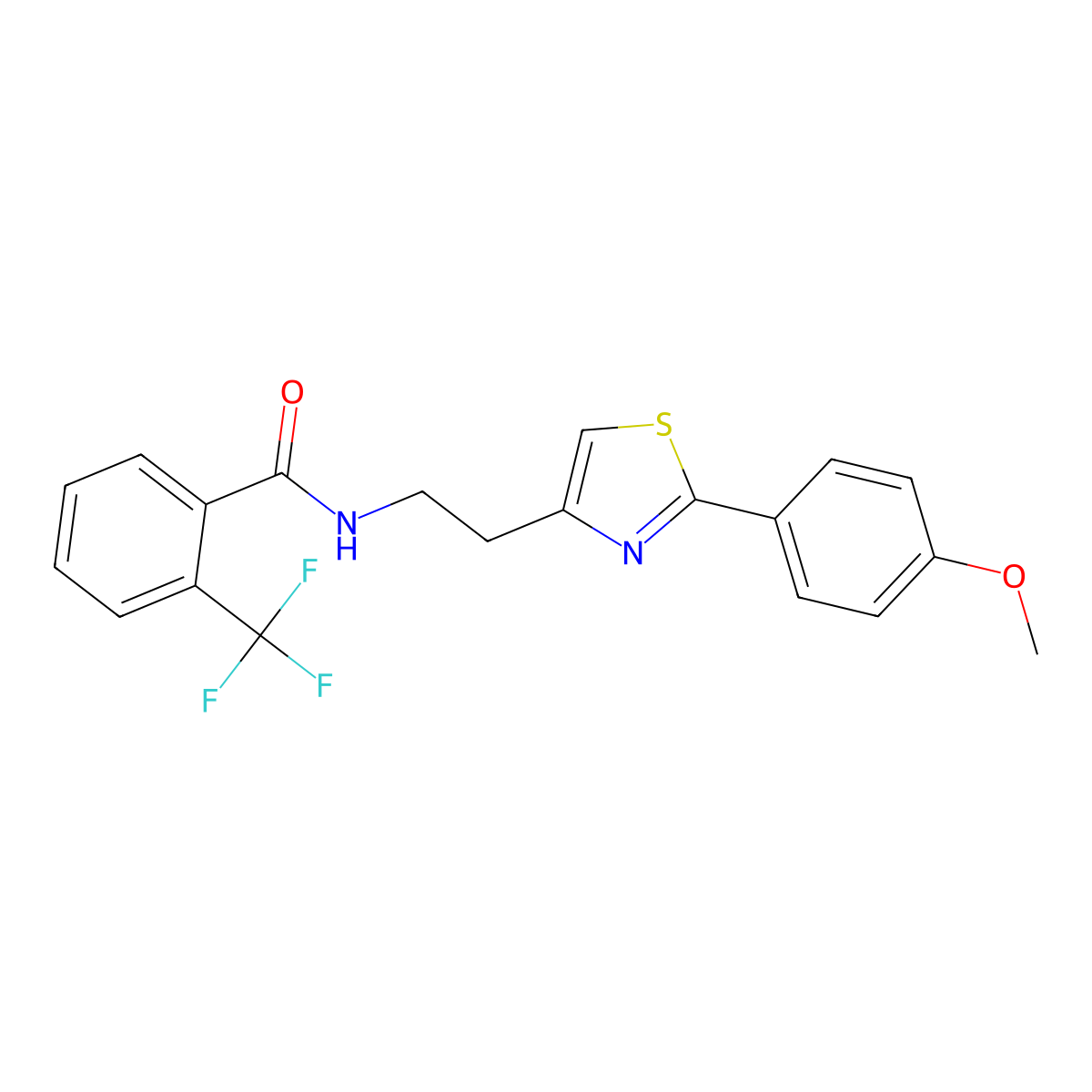 N-(2-(2-(4-methoxyphenyl)thiazol-4-yl)ethyl)-2-(trifluoromethyl)benzamide molecular structure, CAS 863555-96-8