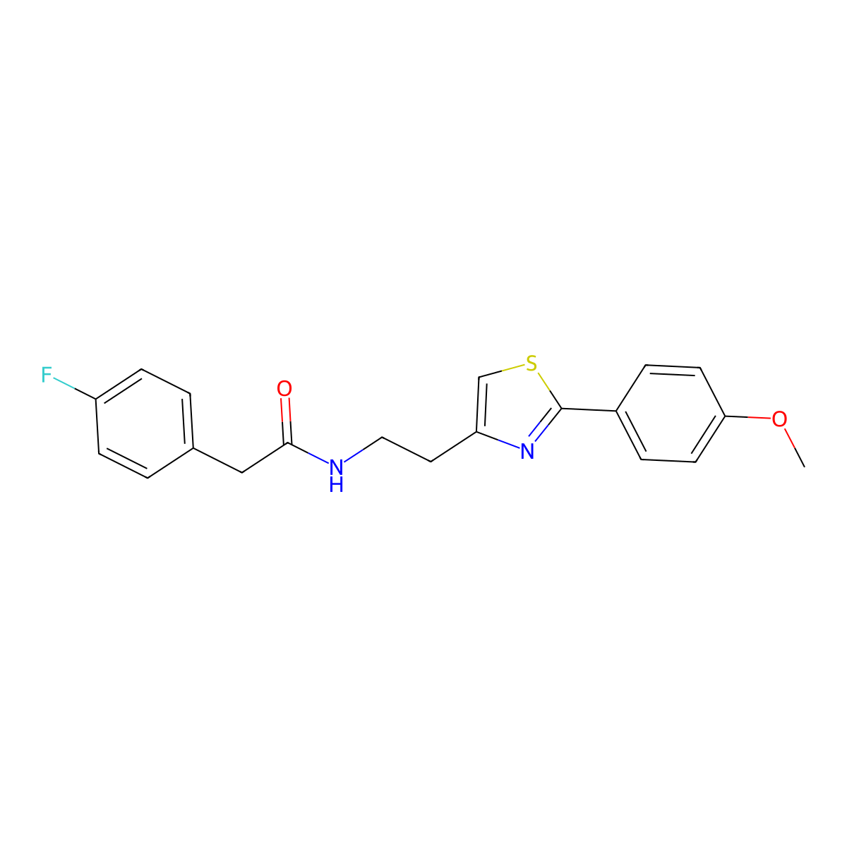 2-(4-fluorophenyl)-N-(2-(2-(4-methoxyphenyl)thiazol-4-yl)ethyl)acetamide molecular structure, CAS 863556-06-3