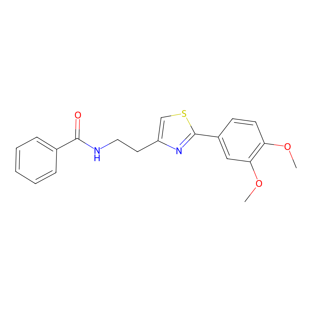 N-{2-[2-(3,4-dimethoxyphenyl)-1,3-thiazol-4-yl]ethyl}benzamide molecular structure, CAS 863556-09-6