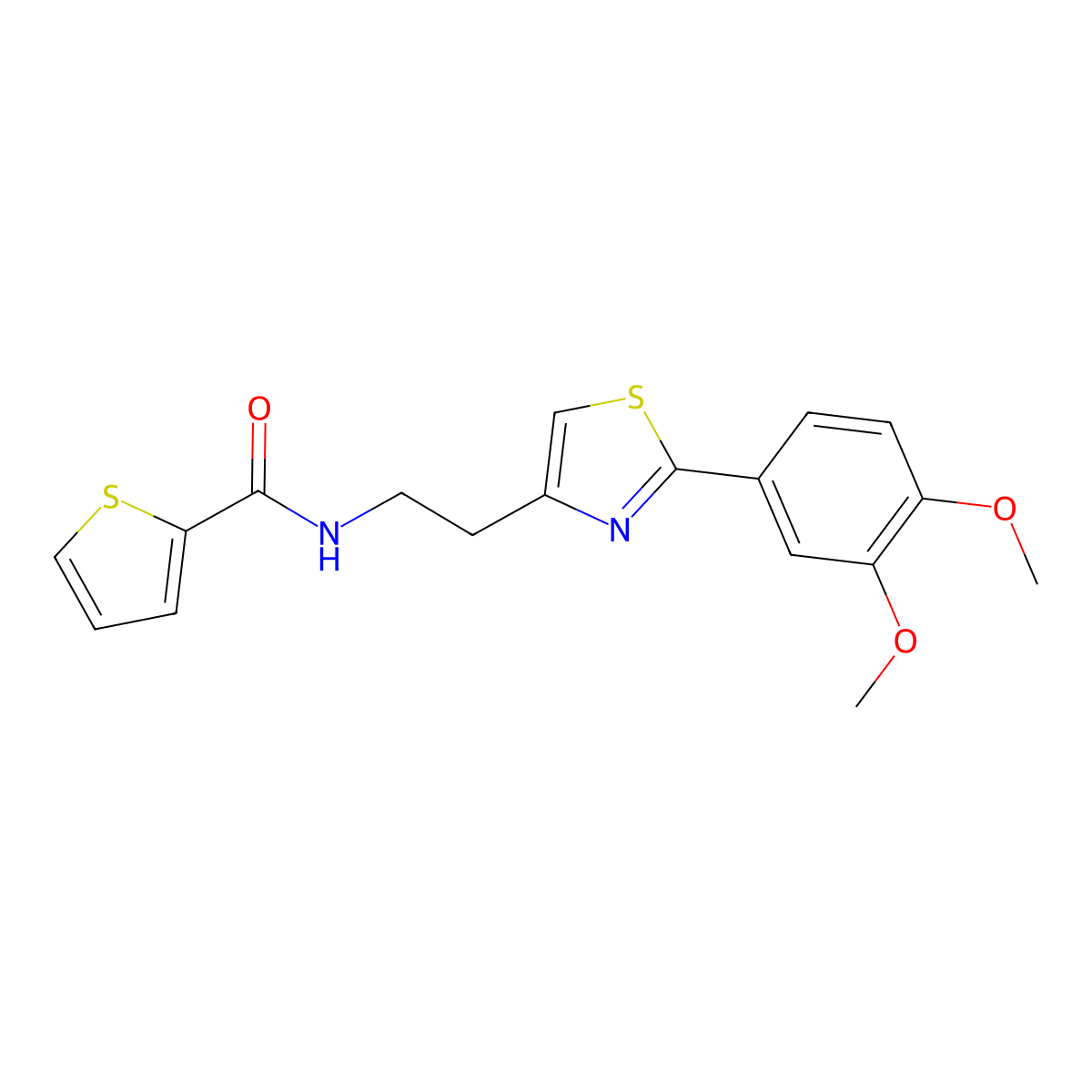 N-(2-(2-(3,4-dimethoxyphenyl)thiazol-4-yl)ethyl)thiophene-2-carboxamide molecular structure, CAS 863556-11-0