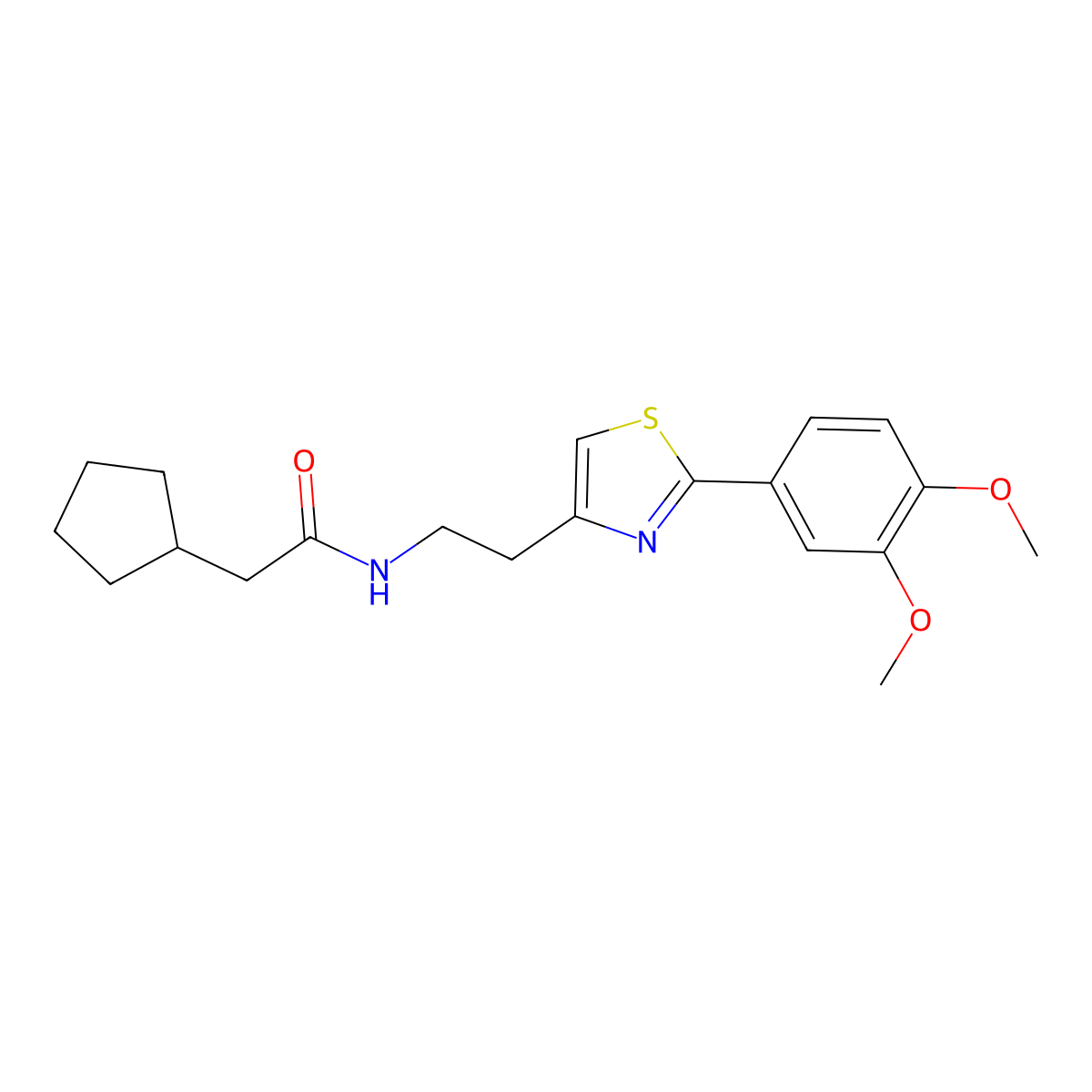 2-cyclopentyl-N-{2-[2-(3,4-dimethoxyphenyl)-1,3-thiazol-4-yl]ethyl}acetamide molecular structure, CAS 863556-12-1