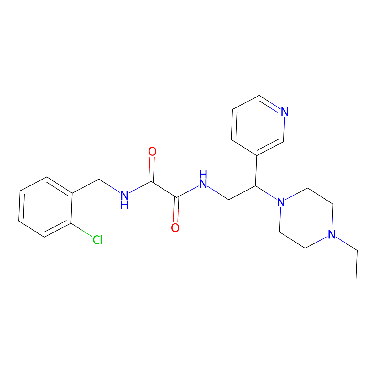 N1-(2-chlorobenzyl)-N2-(2-(4-ethylpiperazin-1-yl)-2-(pyridin-3-yl)ethyl)oxalamide molecular structure, CAS 863556-60-9