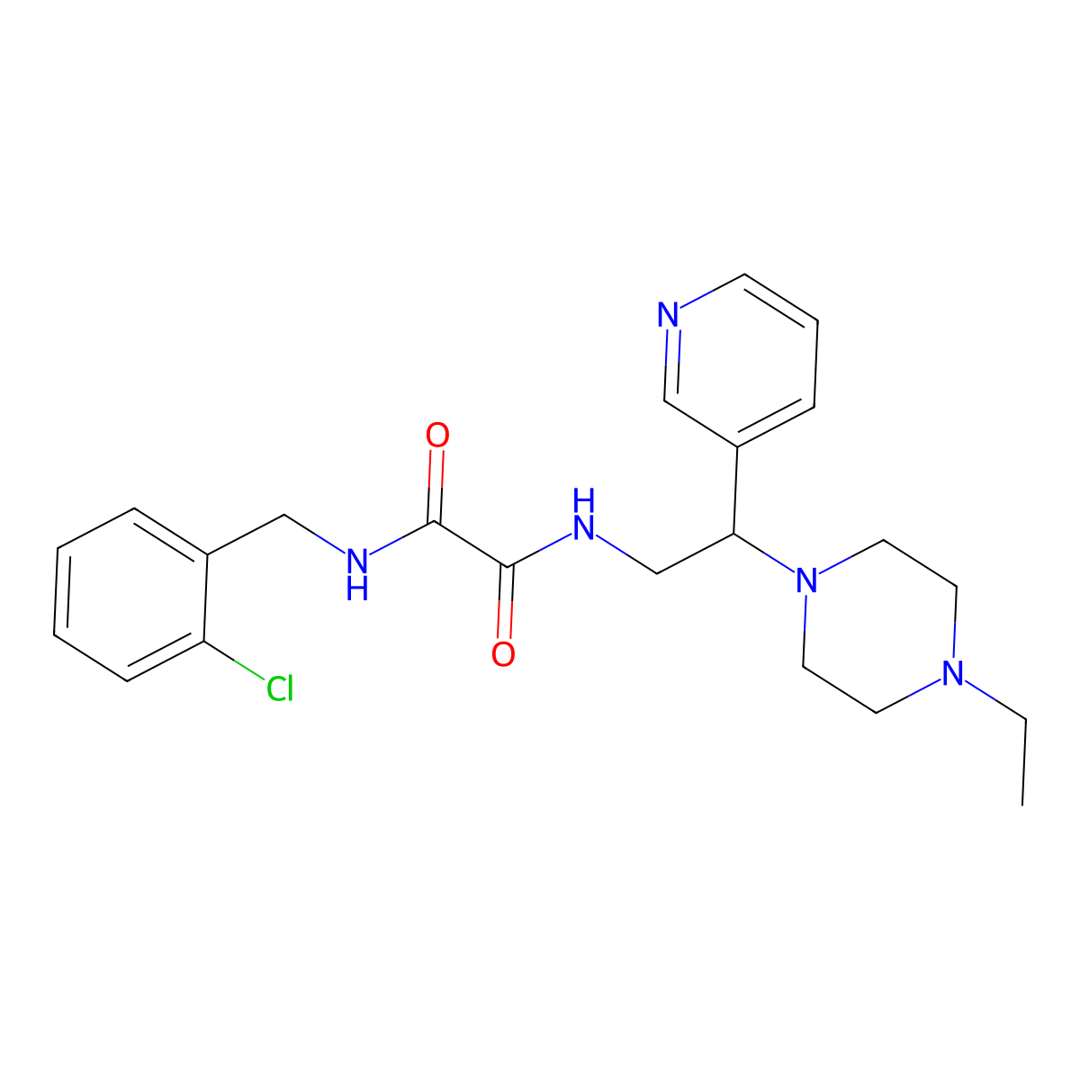 N1-(2-chlorobenzyl)-N2-(2-(4-ethylpiperazin-1-yl)-2-(pyridin-3-yl)ethyl)oxalamide molecular structure, CAS 863556-60-9