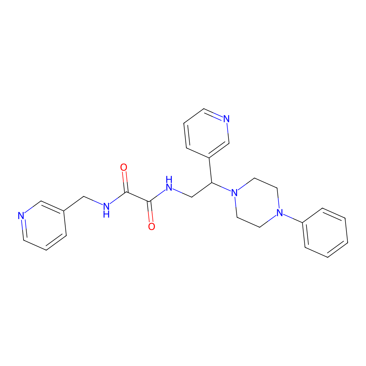N-[2-(4-phenylpiperazin-1-yl)-2-pyridin-3-ylethyl]-N'-(pyridin-3-ylmethyl)ethanediamide molecular structure, CAS 863556-89-2