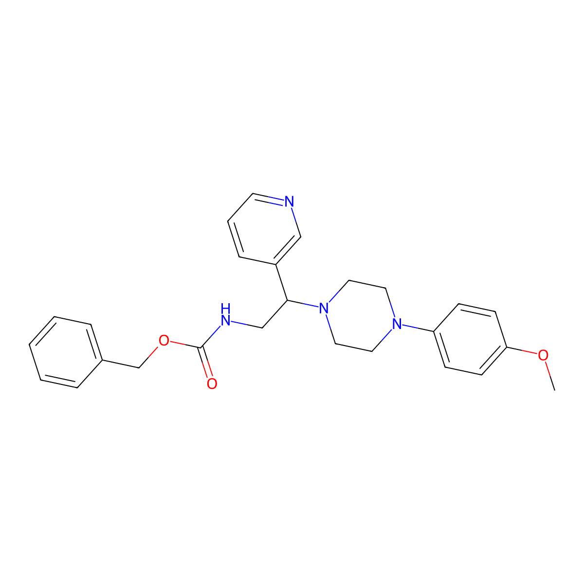 Benzyl (2-(4-(4-methoxyphenyl)piperazin-1-yl)-2-(pyridin-3-yl)ethyl)carbamate molecular structure, CAS 863557-42-0