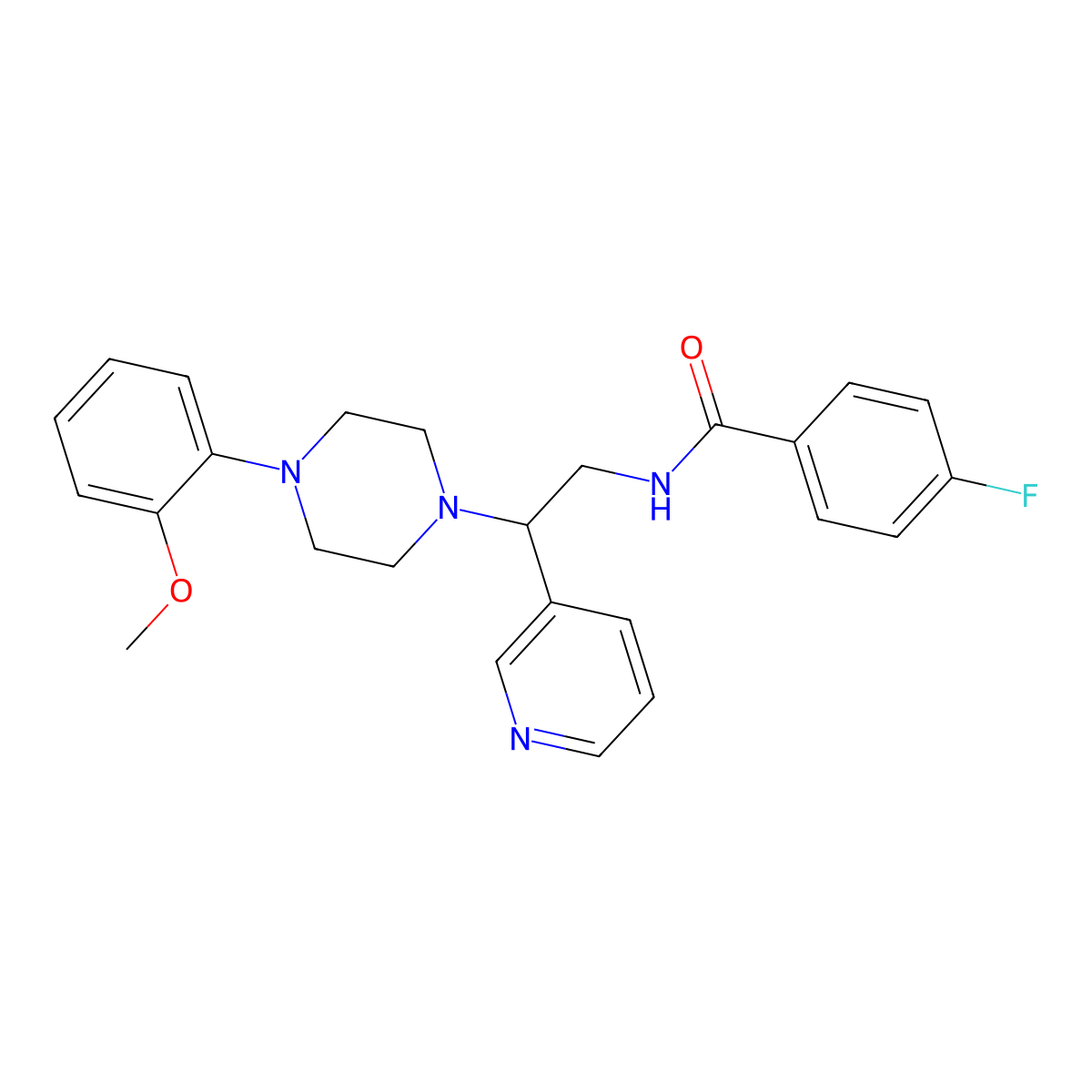 4-fluoro-N-(2-(4-(2-methoxyphenyl)piperazin-1-yl)-2-(pyridin-3-yl)ethyl)benzamide molecular structure, CAS 863557-56-6