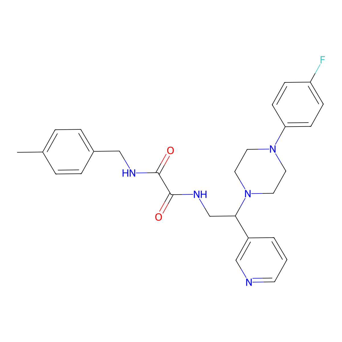 N1-(2-(4-(4-fluorophenyl)piperazin-1-yl)-2-(pyridin-3-yl)ethyl)-N2-(4-methylbenzyl)oxalamide molecular structure, CAS 863557-72-6