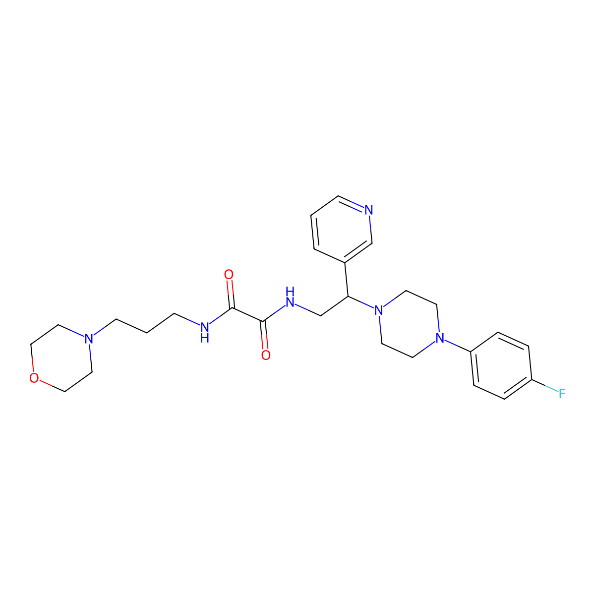N1-(2-(4-(4-fluorophenyl)piperazin-1-yl)-2-(pyridin-3-yl)ethyl)-N2-(3-morpholinopropyl)oxalamide molecular structure, CAS 863557-75-9