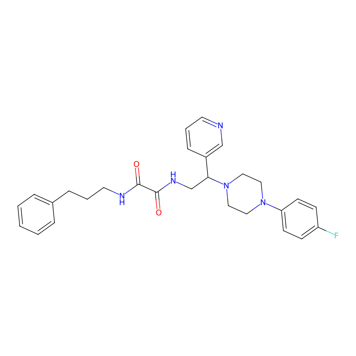 N1-(2-(4-(4-fluorophenyl)piperazin-1-yl)-2-(pyridin-3-yl)ethyl)-N2-(3-phenylpropyl)oxalamide molecular structure, CAS 863557-78-2