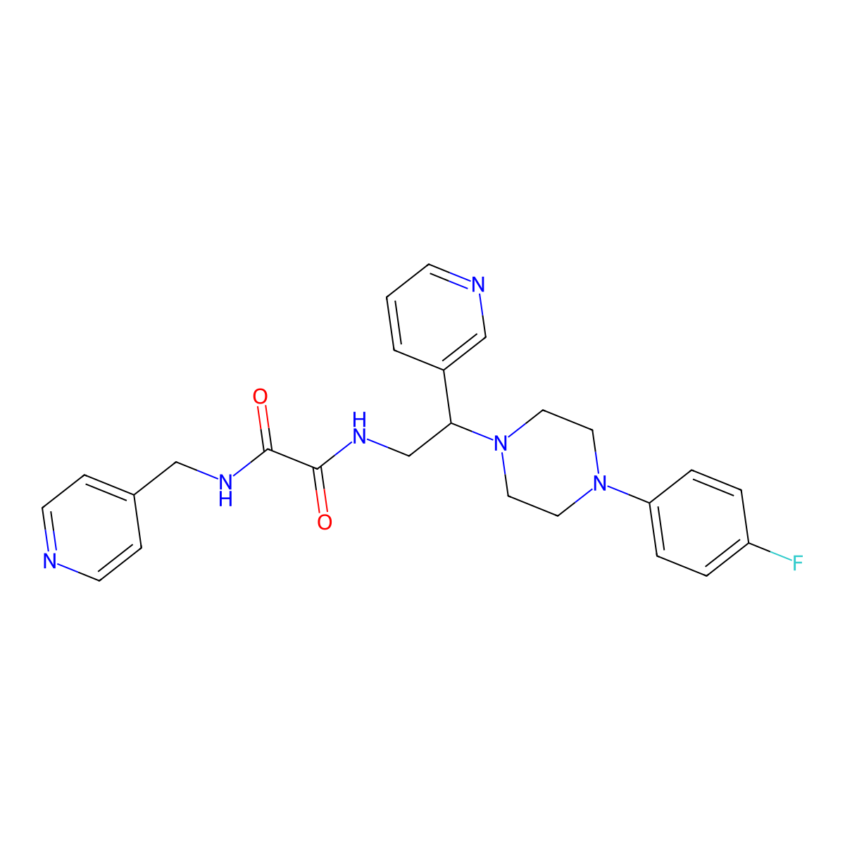 N1-(2-(4-(4-fluorophenyl)piperazin-1-yl)-2-(pyridin-3-yl)ethyl)-N2-(pyridin-4-ylmethyl)oxalamide molecular structure, CAS 863557-84-0