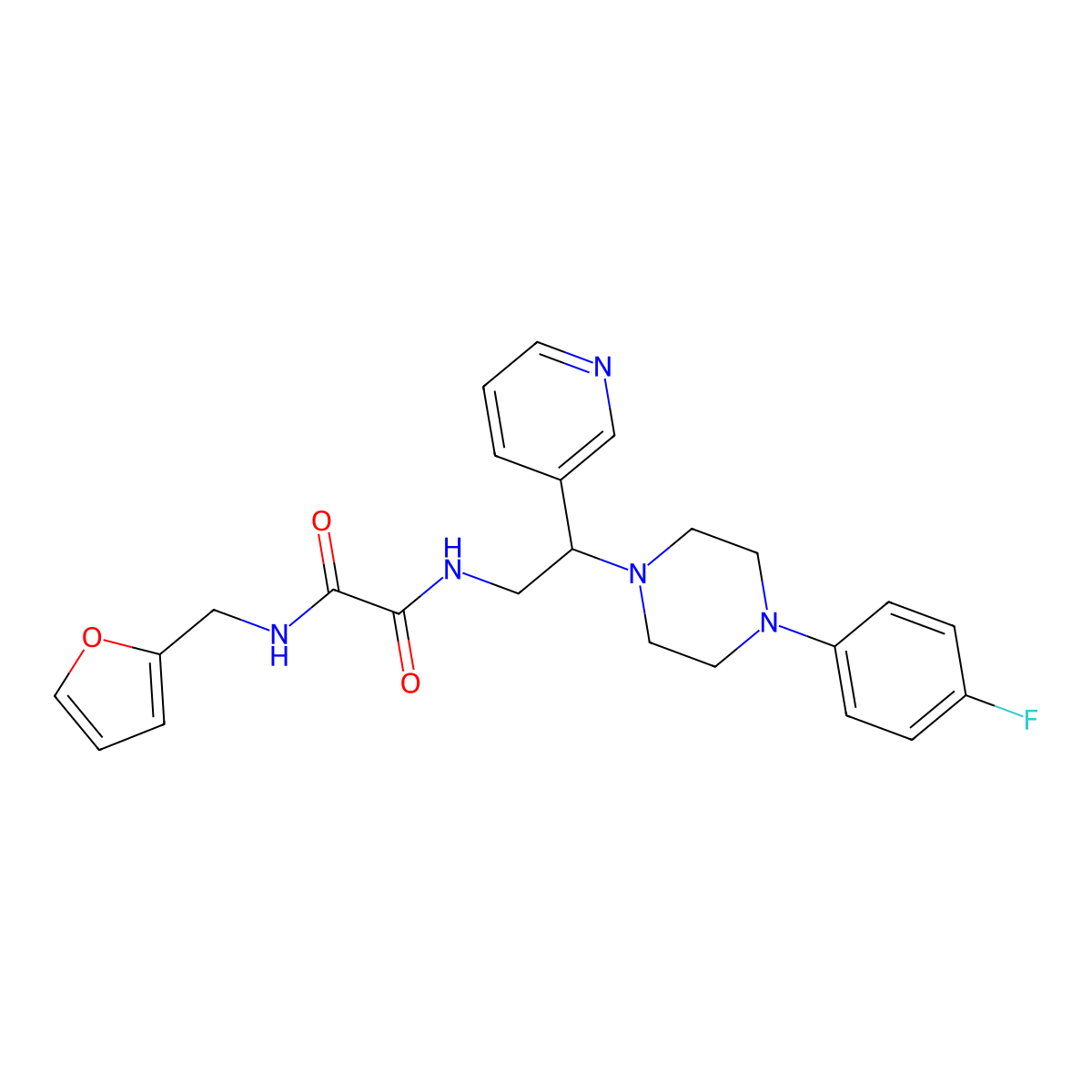 N1-(2-(4-(4-fluorophenyl)piperazin-1-yl)-2-(pyridin-3-yl)ethyl)-N2-(furan-2-ylmethyl)oxalamide molecular structure, CAS 863557-90-8
