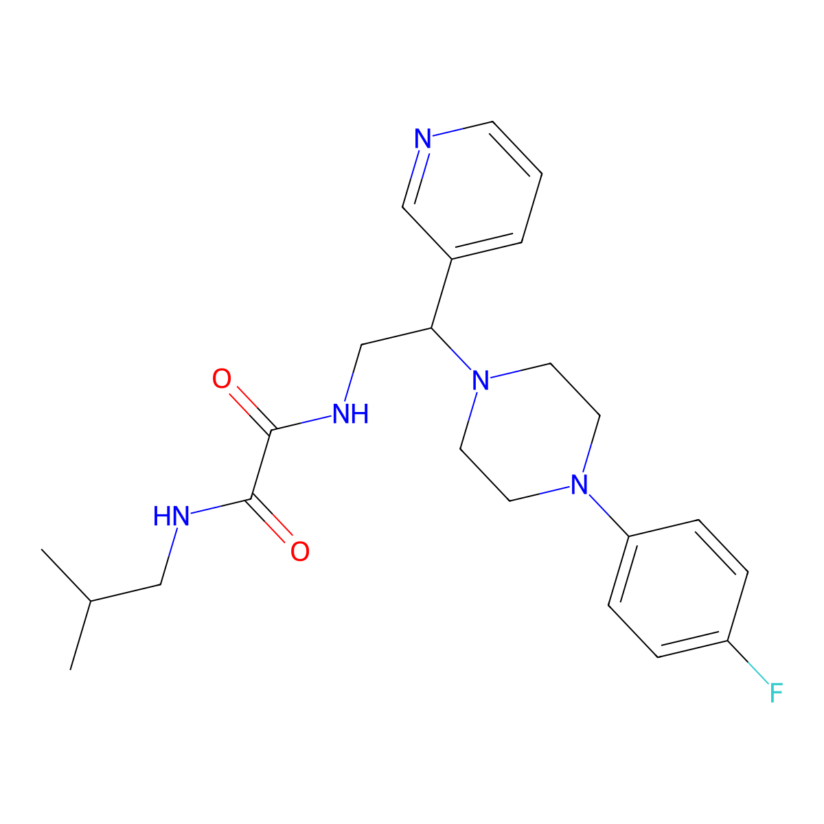 N1-(2-(4-(4-fluorophenyl)piperazin-1-yl)-2-(pyridin-3-yl)ethyl)-N2-isobutyloxalamide molecular structure, CAS 863557-94-2