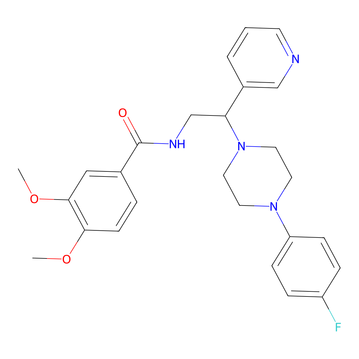 N-[2-[4-(4-fluorophenyl)piperazin-1-yl]-2-pyridin-3-ylethyl]-3,4-dimethoxybenzamide molecular structure, CAS 863558-00-3