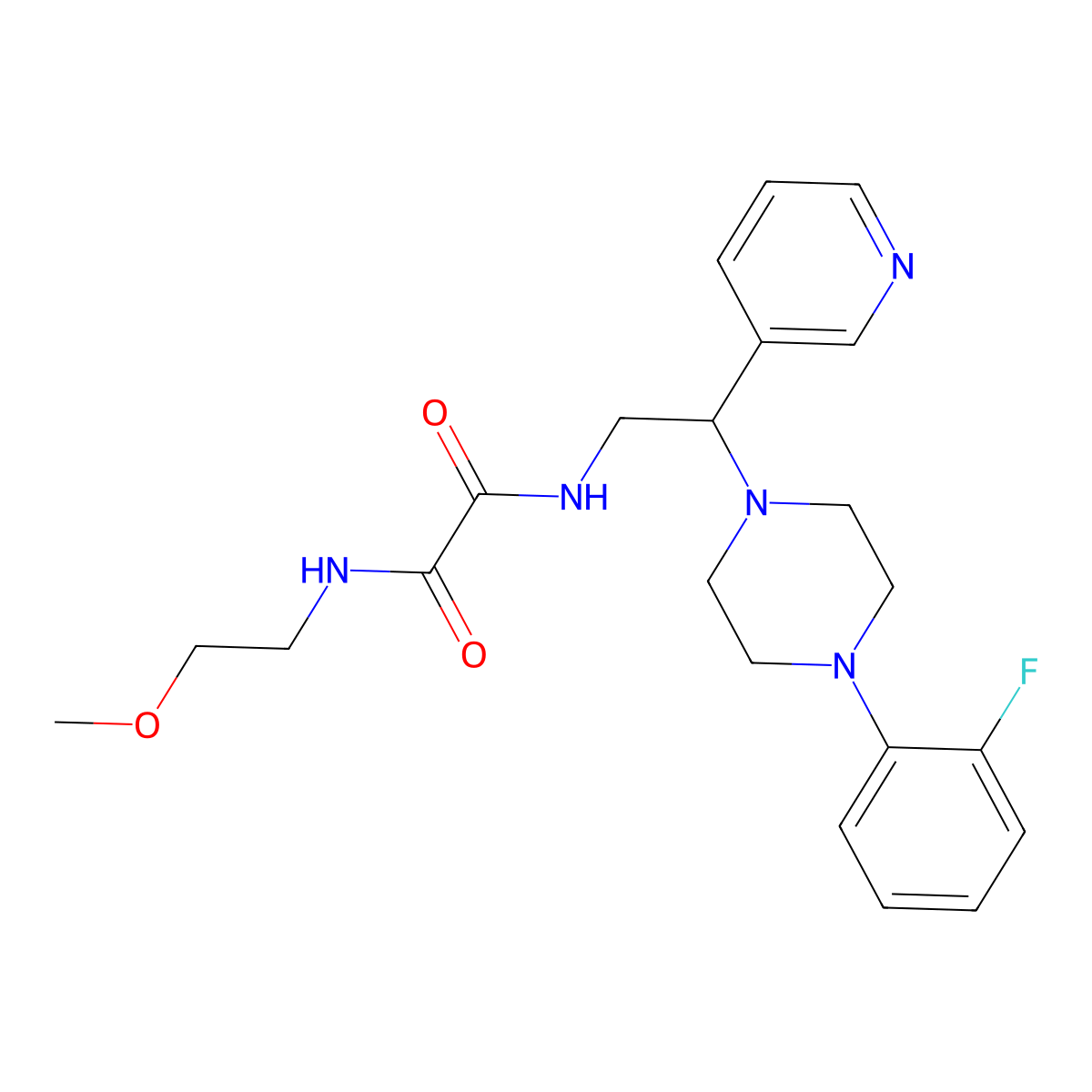 N1-(2-(4-(2-fluorophenyl)piperazin-1-yl)-2-(pyridin-3-yl)ethyl)-N2-(2-methoxyethyl)oxalamide molecular structure, CAS 863558-11-6