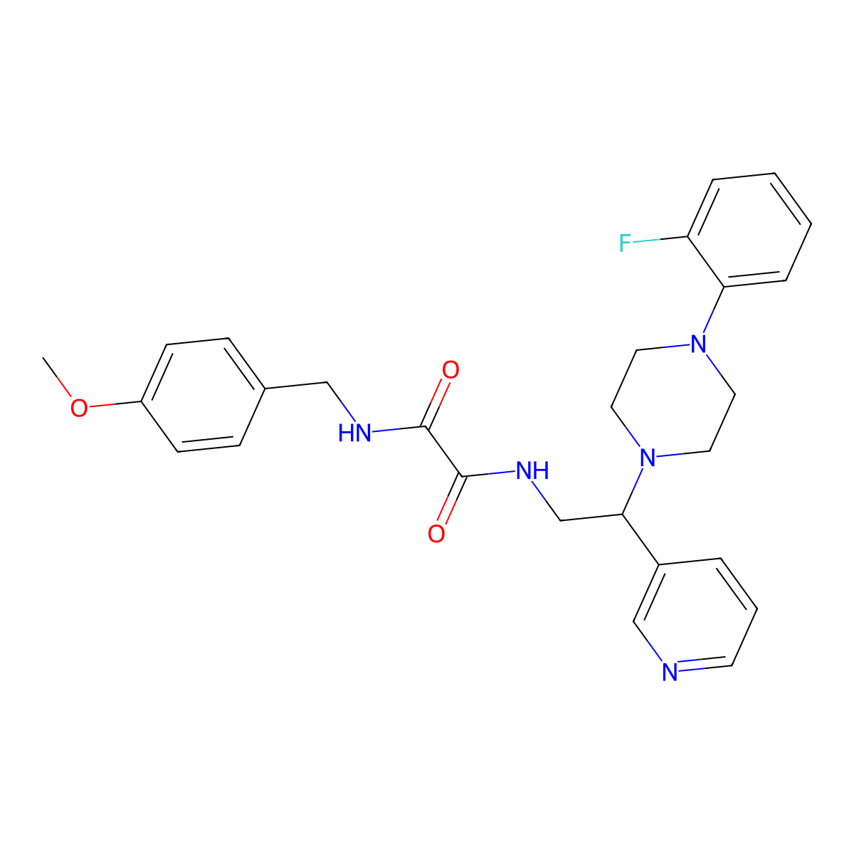 N1-(2-(4-(2-fluorophenyl)piperazin-1-yl)-2-(pyridin-3-yl)ethyl)-N2-(4-methoxybenzyl)oxalamide molecular structure, CAS 863558-15-0