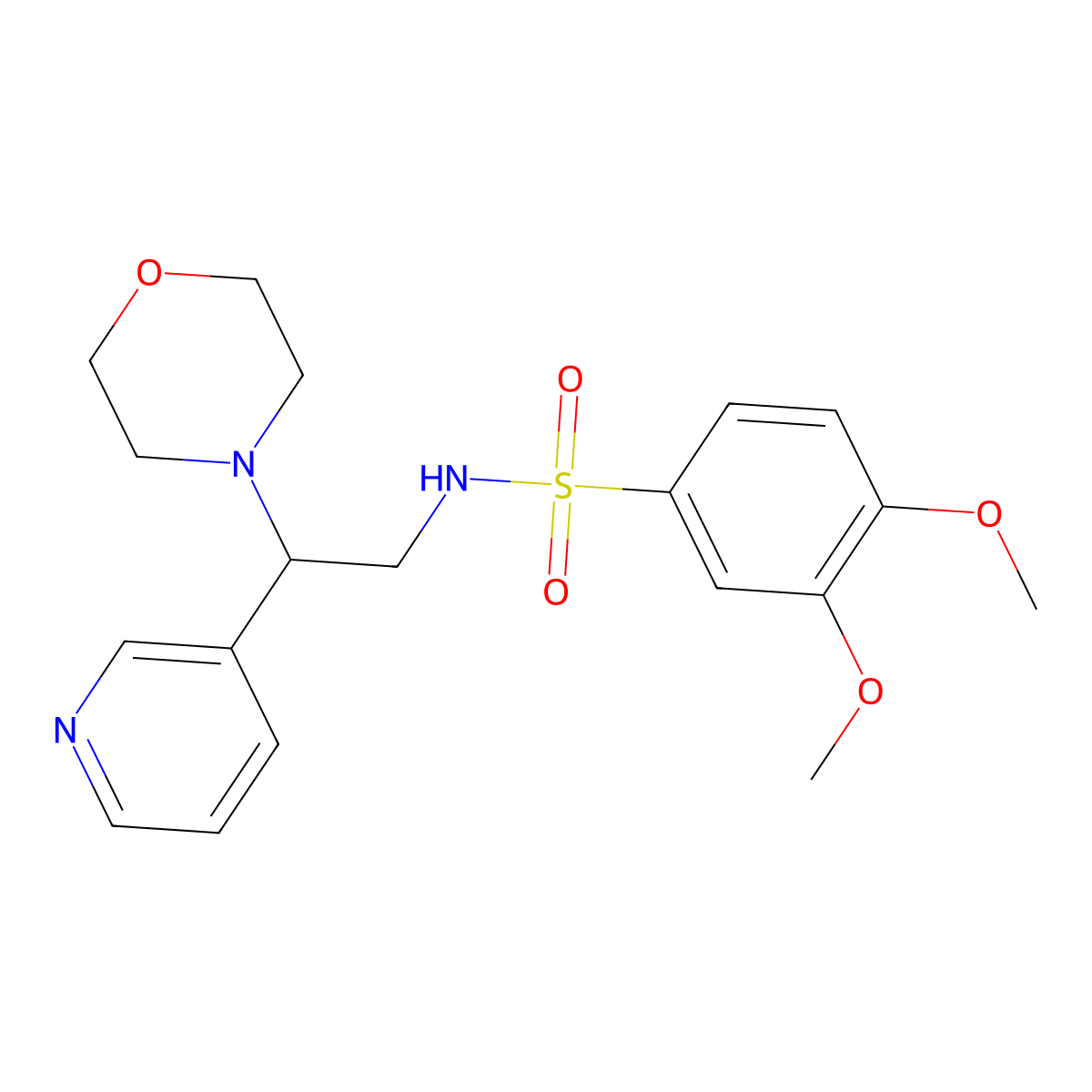 3,4-dimethoxy-N-(2-morpholino-2-(pyridin-3-yl)ethyl)benzenesulfonamide molecular structure, CAS 863558-47-8