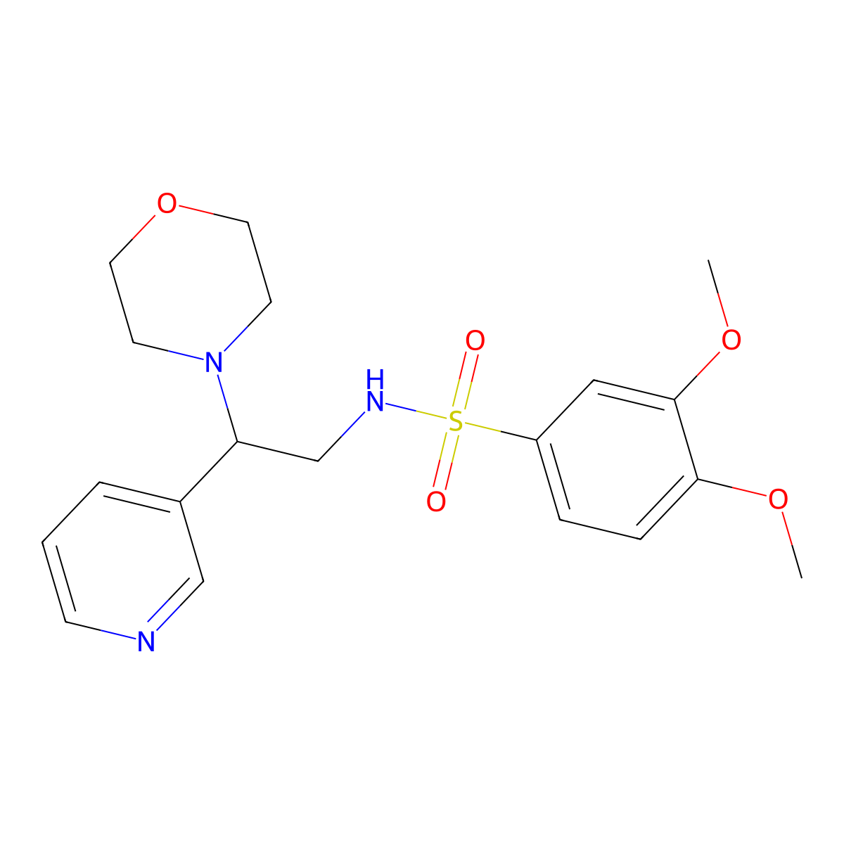 3,4-dimethoxy-N-(2-morpholino-2-(pyridin-3-yl)ethyl)benzenesulfonamide molecular structure, CAS 863558-47-8