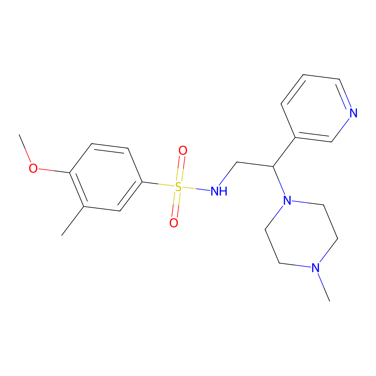 4-methoxy-3-methyl-N-(2-(4-methylpiperazin-1-yl)-2-(pyridin-3-yl)ethyl)benzenesulfonamide molecular structure, CAS 863558-53-6