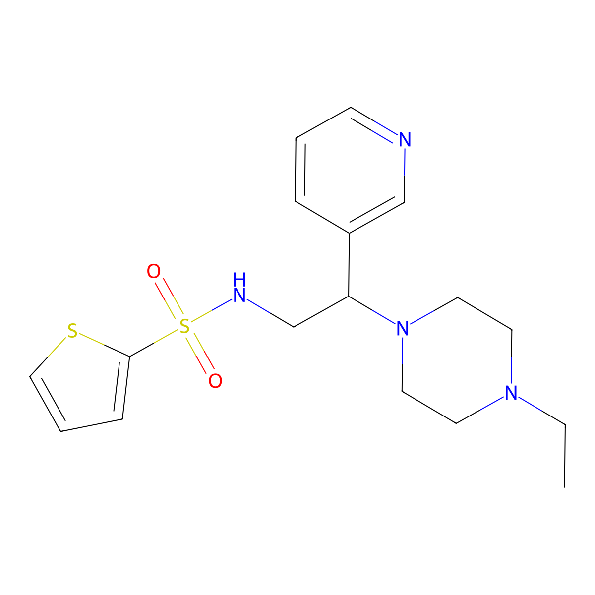 N-(2-(4-ethylpiperazin-1-yl)-2-(pyridin-3-yl)ethyl)thiophene-2-sulfonamide molecular structure, CAS 863558-54-7