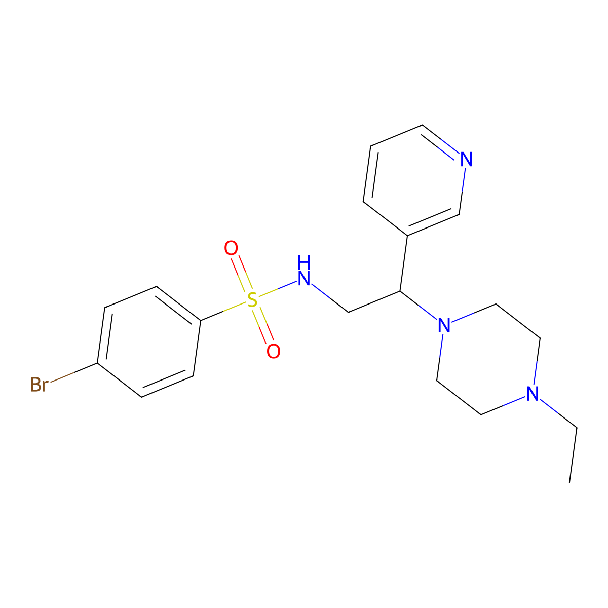 4-bromo-N-(2-(4-ethylpiperazin-1-yl)-2-(pyridin-3-yl)ethyl)benzenesulfonamide molecular structure, CAS 863558-58-1