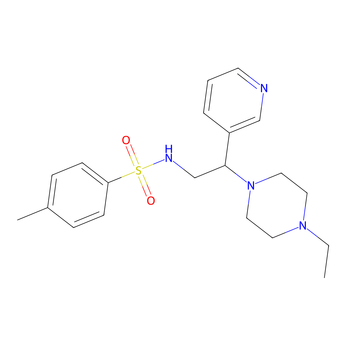 N-(2-(4-ethylpiperazin-1-yl)-2-(pyridin-3-yl)ethyl)-4-methylbenzenesulfonamide molecular structure, CAS 863558-59-2