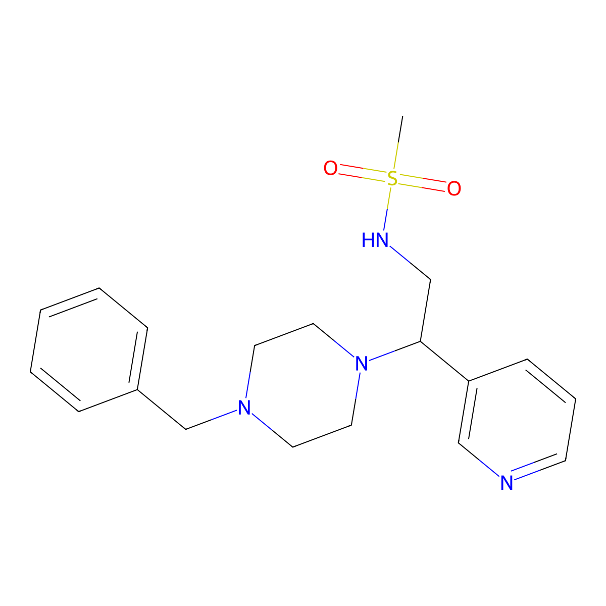 N-[2-(4-benzylpiperazin-1-yl)-2-pyridin-3-ylethyl]methanesulfonamide molecular structure, CAS 863558-63-8