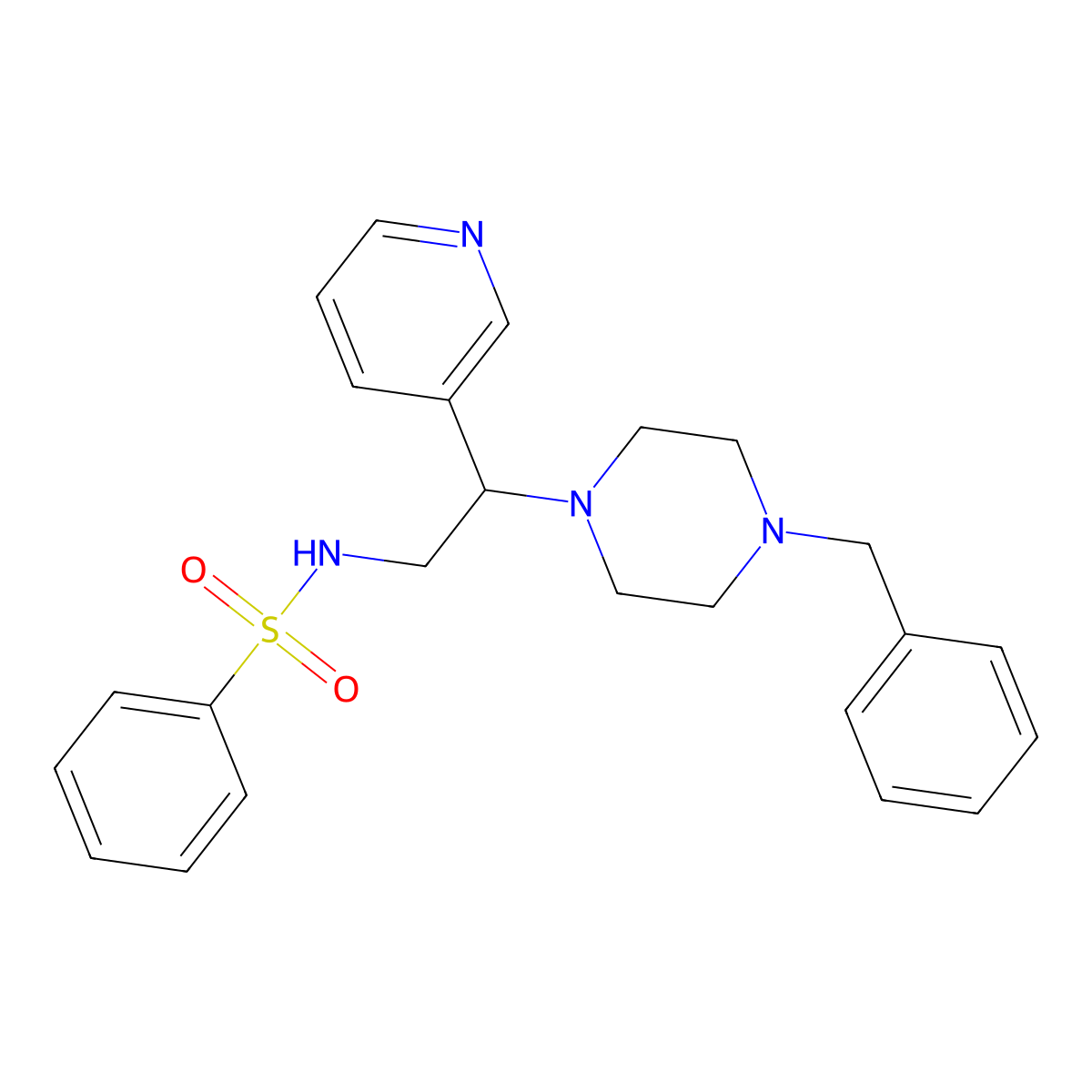 N-[2-(4-benzylpiperazin-1-yl)-2-(pyridin-3-yl)ethyl]benzenesulfonamide molecular structure, CAS 863558-68-3