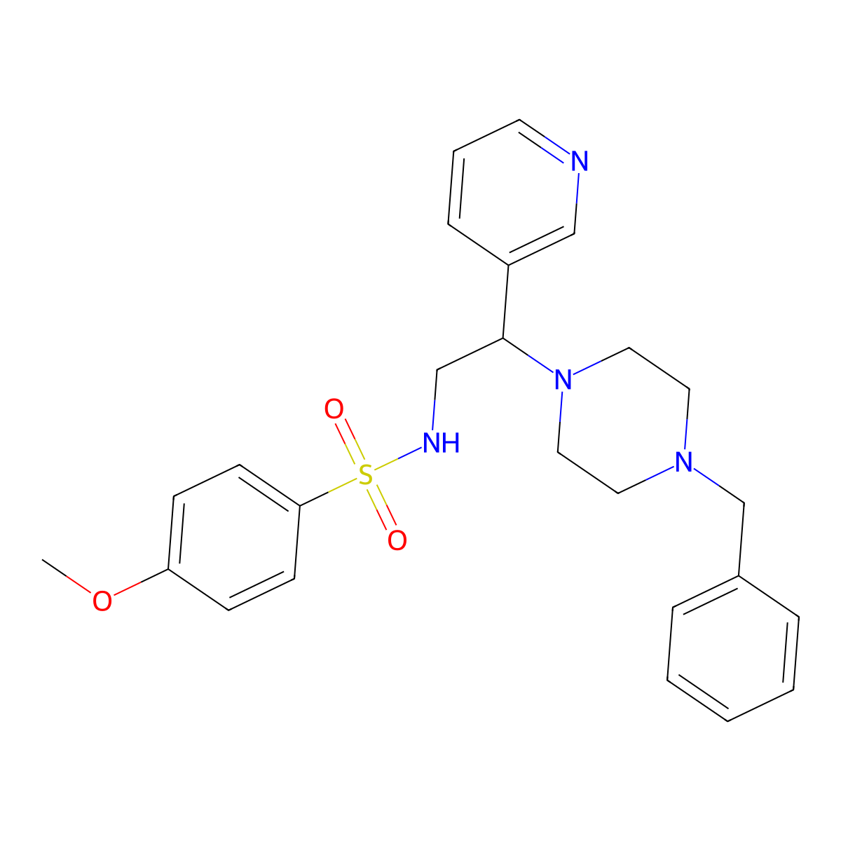 N-(2-(4-benzylpiperazin-1-yl)-2-(pyridin-3-yl)ethyl)-4-methoxybenzenesulfonamide molecular structure, CAS 863558-71-8