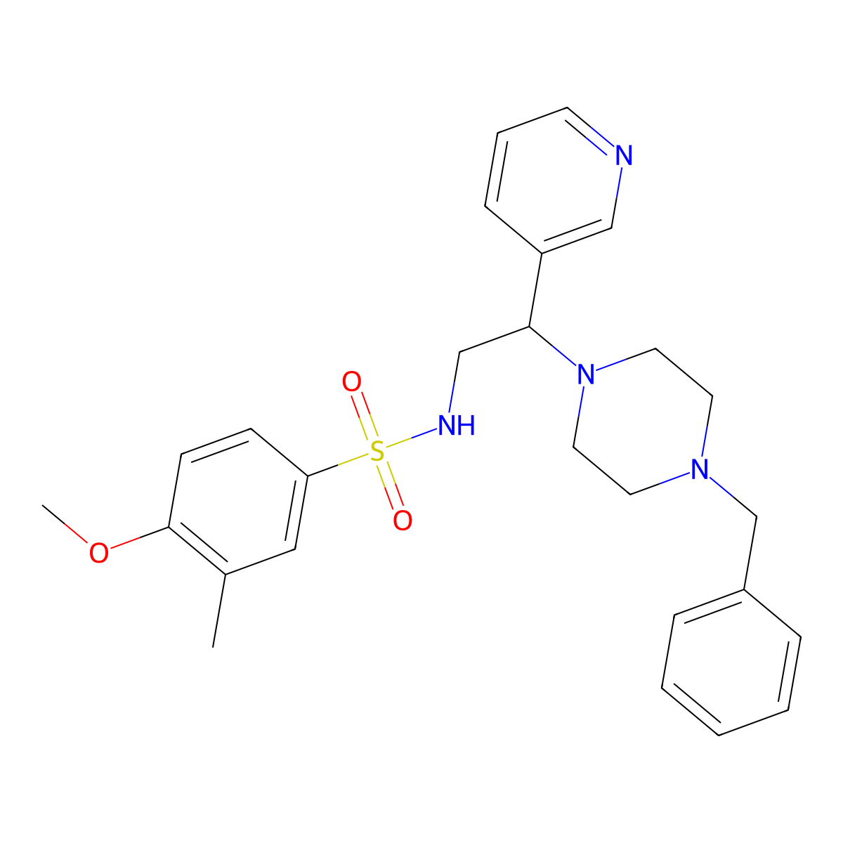 N-(2-(4-benzylpiperazin-1-yl)-2-(pyridin-3-yl)ethyl)-4-methoxy-3-methylbenzenesulfonamide molecular structure, CAS 863558-72-9