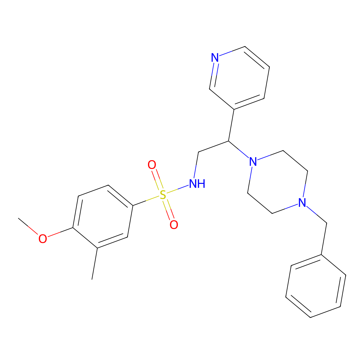 N-(2-(4-benzylpiperazin-1-yl)-2-(pyridin-3-yl)ethyl)-4-methoxy-3-methylbenzenesulfonamide molecular structure, CAS 863558-72-9