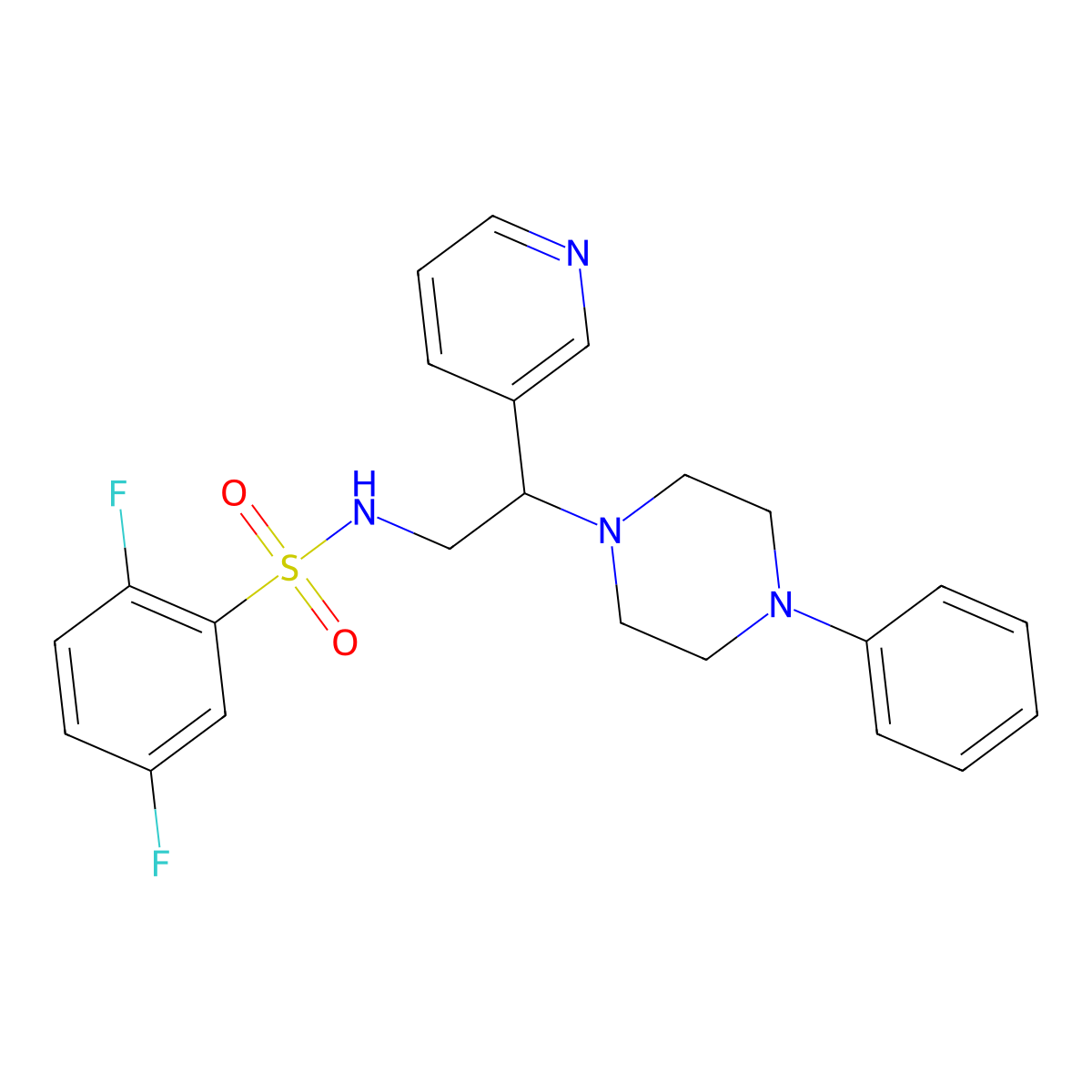 2,5-difluoro-N-[2-(4-phenylpiperazin-1-yl)-2-pyridin-3-ylethyl]benzenesulfonamide molecular structure, CAS 863558-74-1