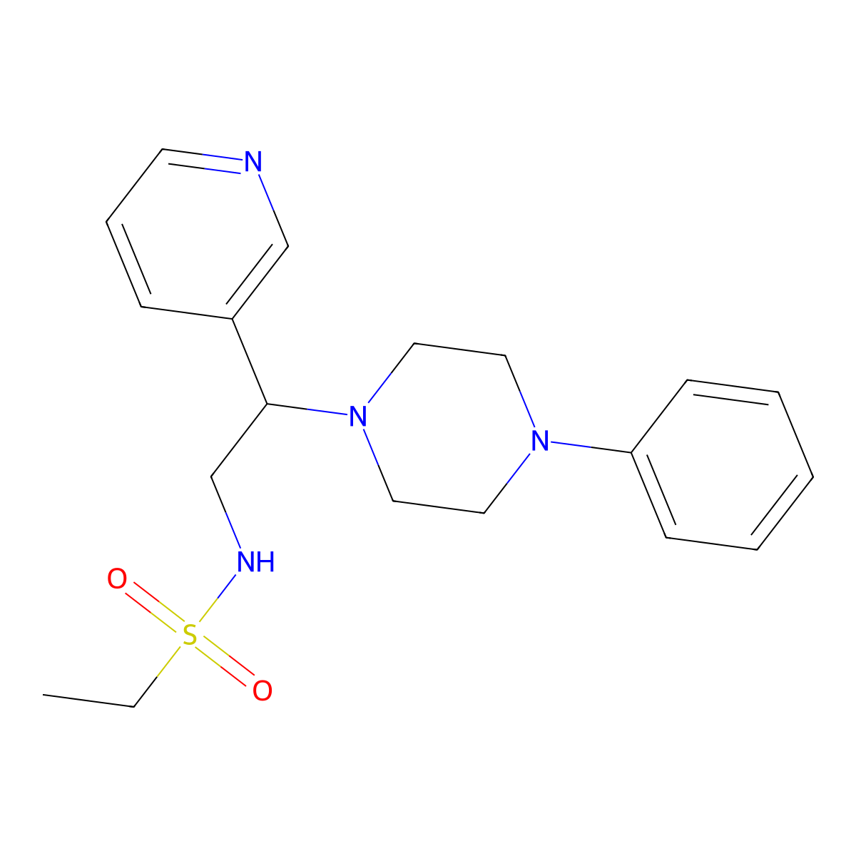 N-[2-(4-phenylpiperazin-1-yl)-2-pyridin-3-ylethyl]ethanesulfonamide molecular structure, CAS 863558-76-3