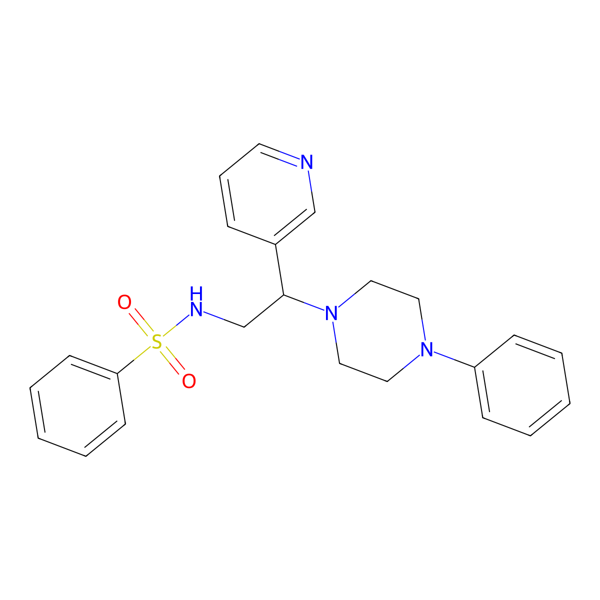 N-(2-(4-phenylpiperazin-1-yl)-2-(pyridin-3-yl)ethyl)benzenesulfonamide molecular structure, CAS 863558-78-5