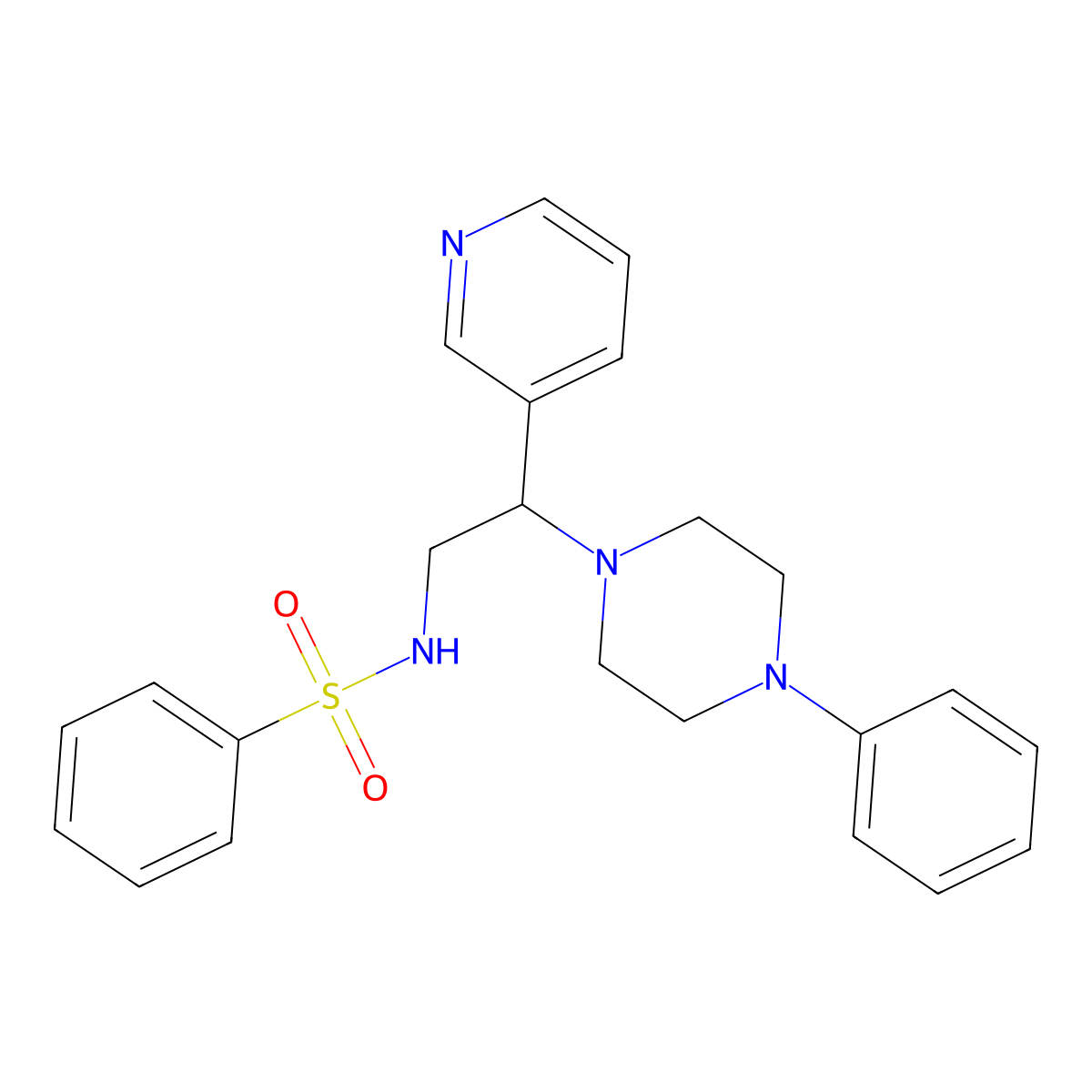 N-(2-(4-phenylpiperazin-1-yl)-2-(pyridin-3-yl)ethyl)benzenesulfonamide molecular structure, CAS 863558-78-5