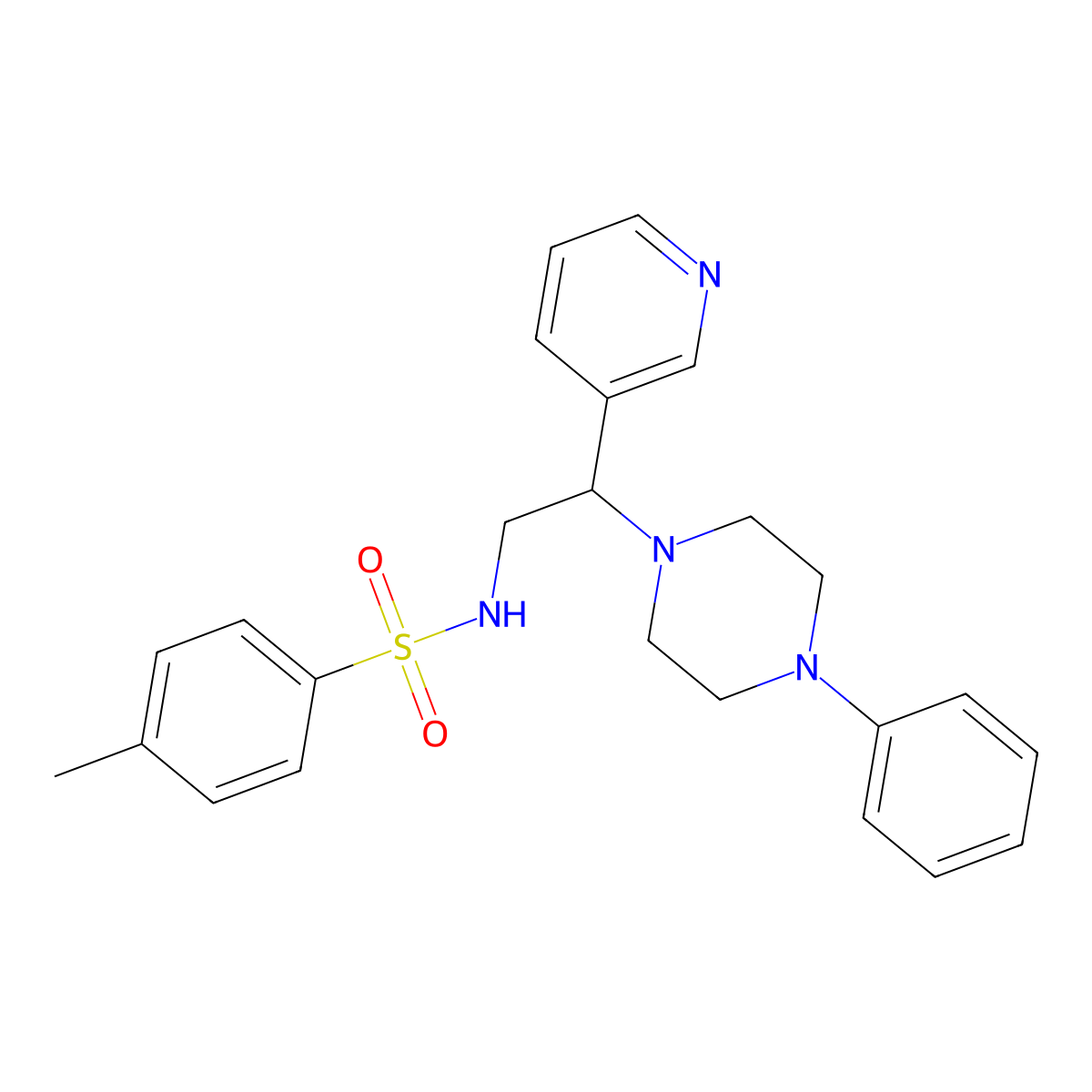 4-methyl-N-(2-(4-phenylpiperazin-1-yl)-2-(pyridin-3-yl)ethyl)benzenesulfonamide molecular structure, CAS 863558-79-6