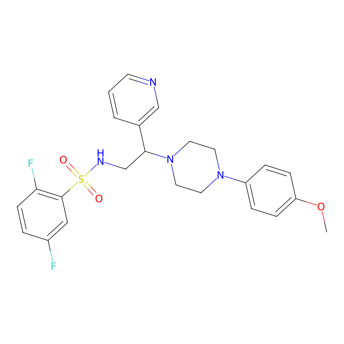 2,5-difluoro-N-[2-[4-(4-methoxyphenyl)piperazin-1-yl]-2-pyridin-3-ylethyl]benzenesulfonamide molecular structure, CAS 863558-84-3