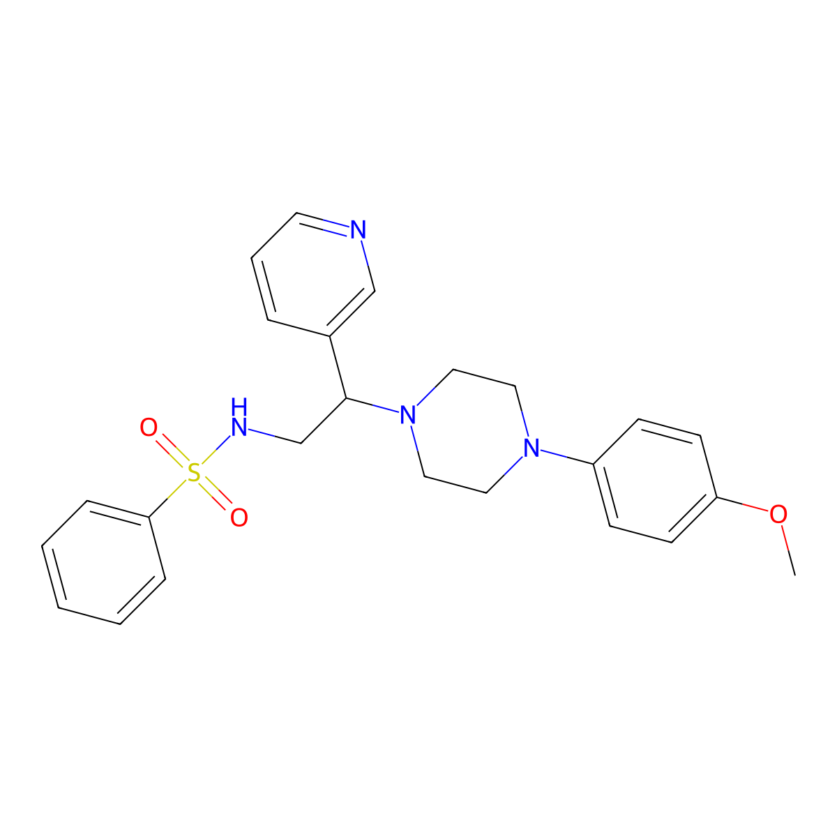 N-(2-(4-(4-methoxyphenyl)piperazin-1-yl)-2-(pyridin-3-yl)ethyl)benzenesulfonamide molecular structure, CAS 863558-88-7
