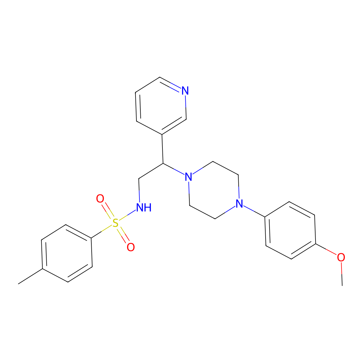 N-[2-[4-(4-methoxyphenyl)piperazin-1-yl]-2-pyridin-3-ylethyl]-4-methylbenzenesulfonamide molecular structure, CAS 863558-89-8
