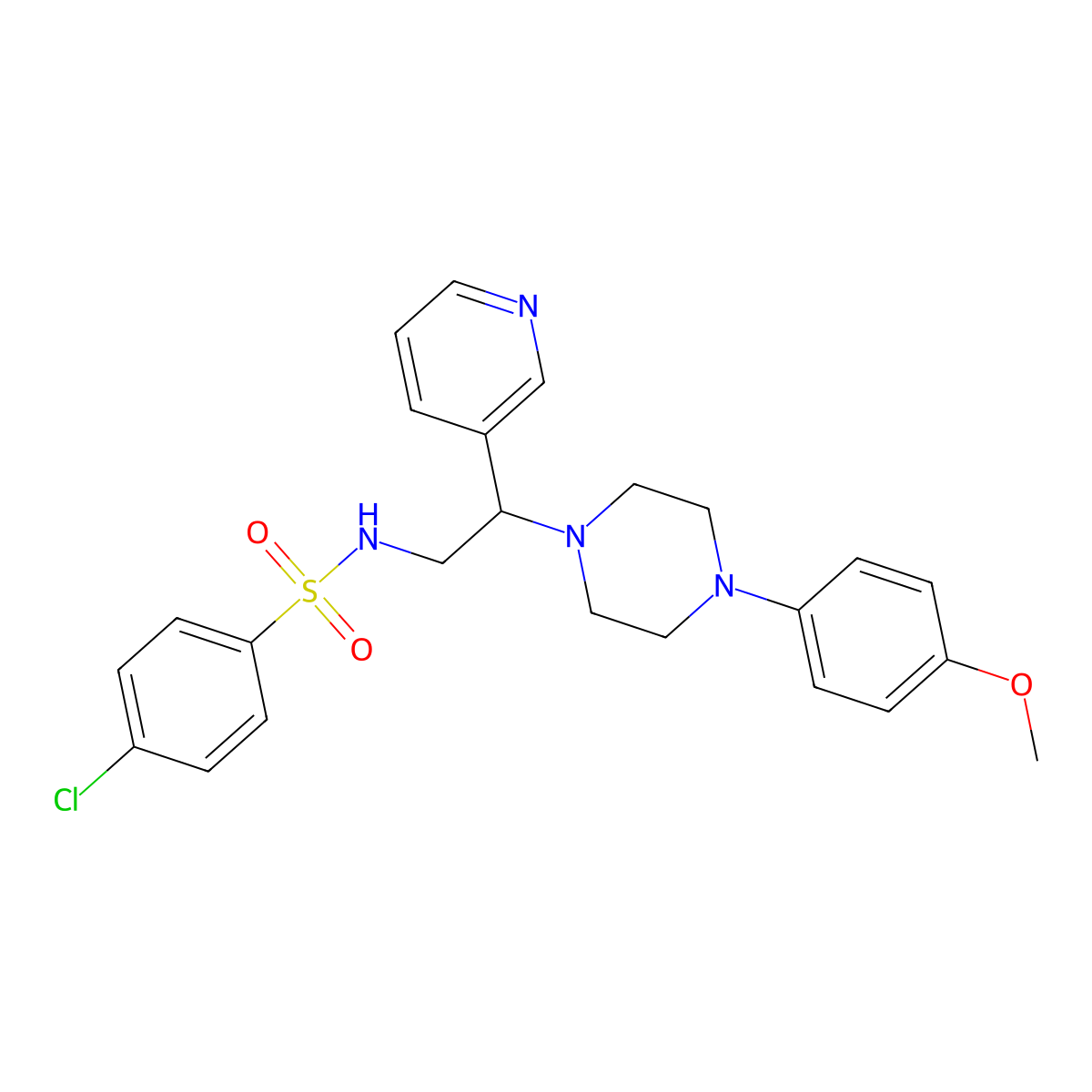 4-chloro-N-[2-[4-(4-methoxyphenyl)piperazin-1-yl]-2-pyridin-3-ylethyl]benzenesulfonamide molecular structure, CAS 863558-90-1