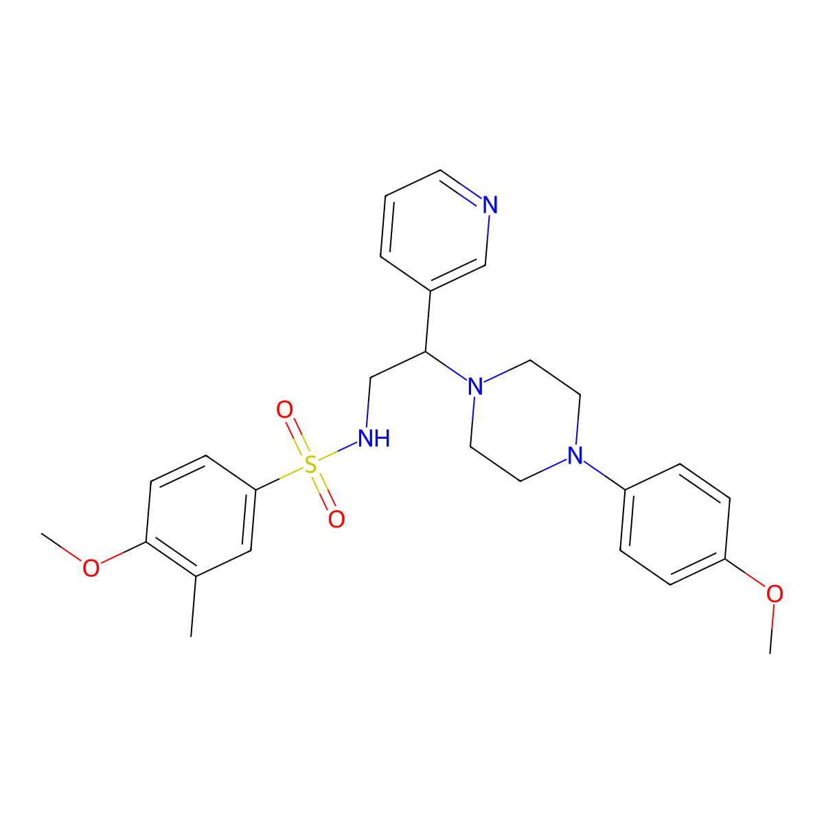4-methoxy-N-(2-(4-(4-methoxyphenyl)piperazin-1-yl)-2-(pyridin-3-yl)ethyl)-3-methylbenzenesulfonamide molecular structure, CAS 863558-92-3