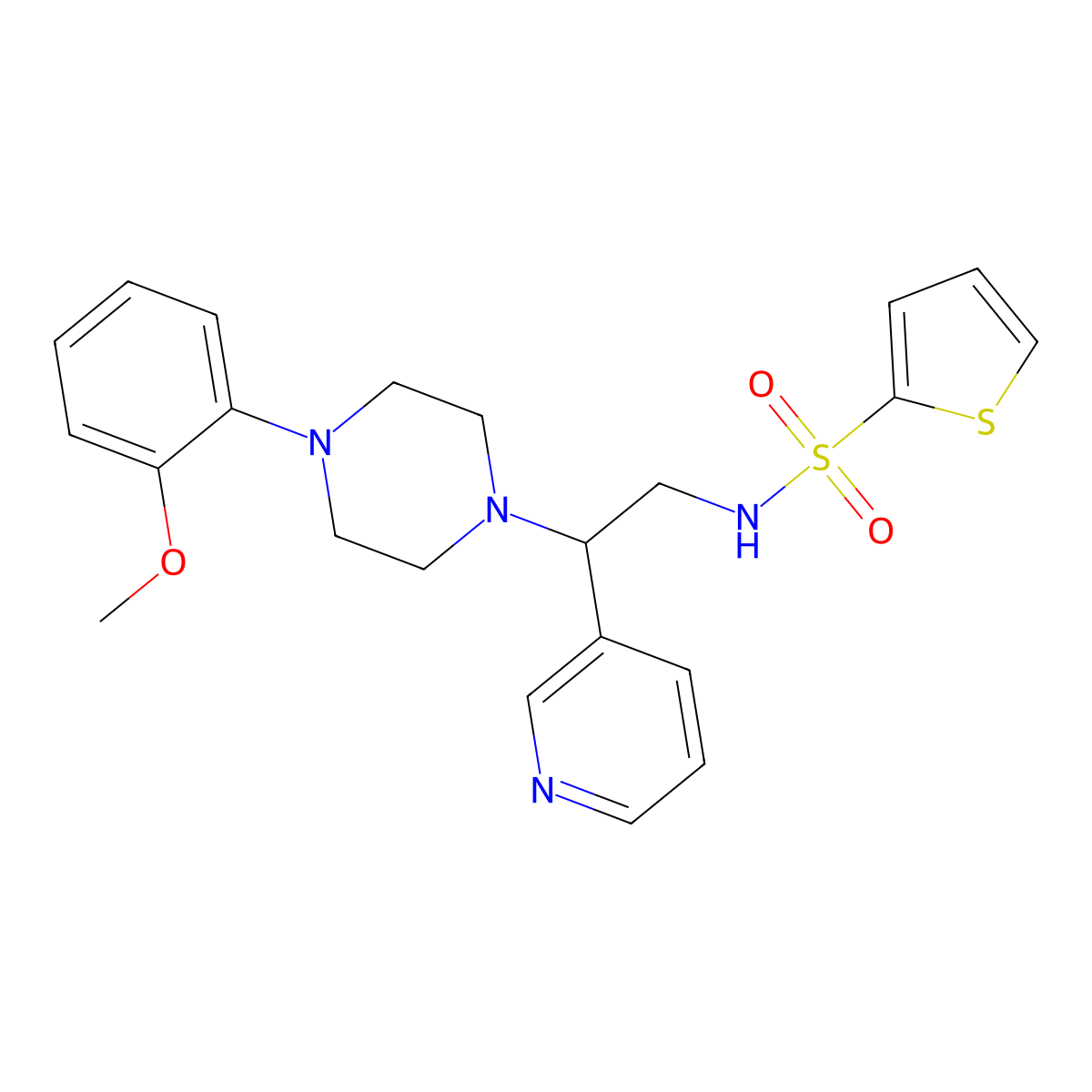 N-[2-[4-(2-methoxyphenyl)-1-piperazinyl]-2-(3-pyridinyl)ethyl]-2-thiophenesulfonamide molecular structure, CAS 863558-94-5