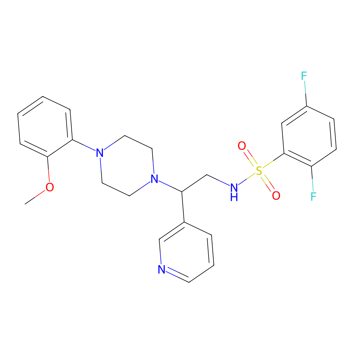 2,5-difluoro-N-(2-(4-(2-methoxyphenyl)piperazin-1-yl)-2-(pyridin-3-yl)ethyl)benzenesulfonamide molecular structure, CAS 863558-95-6