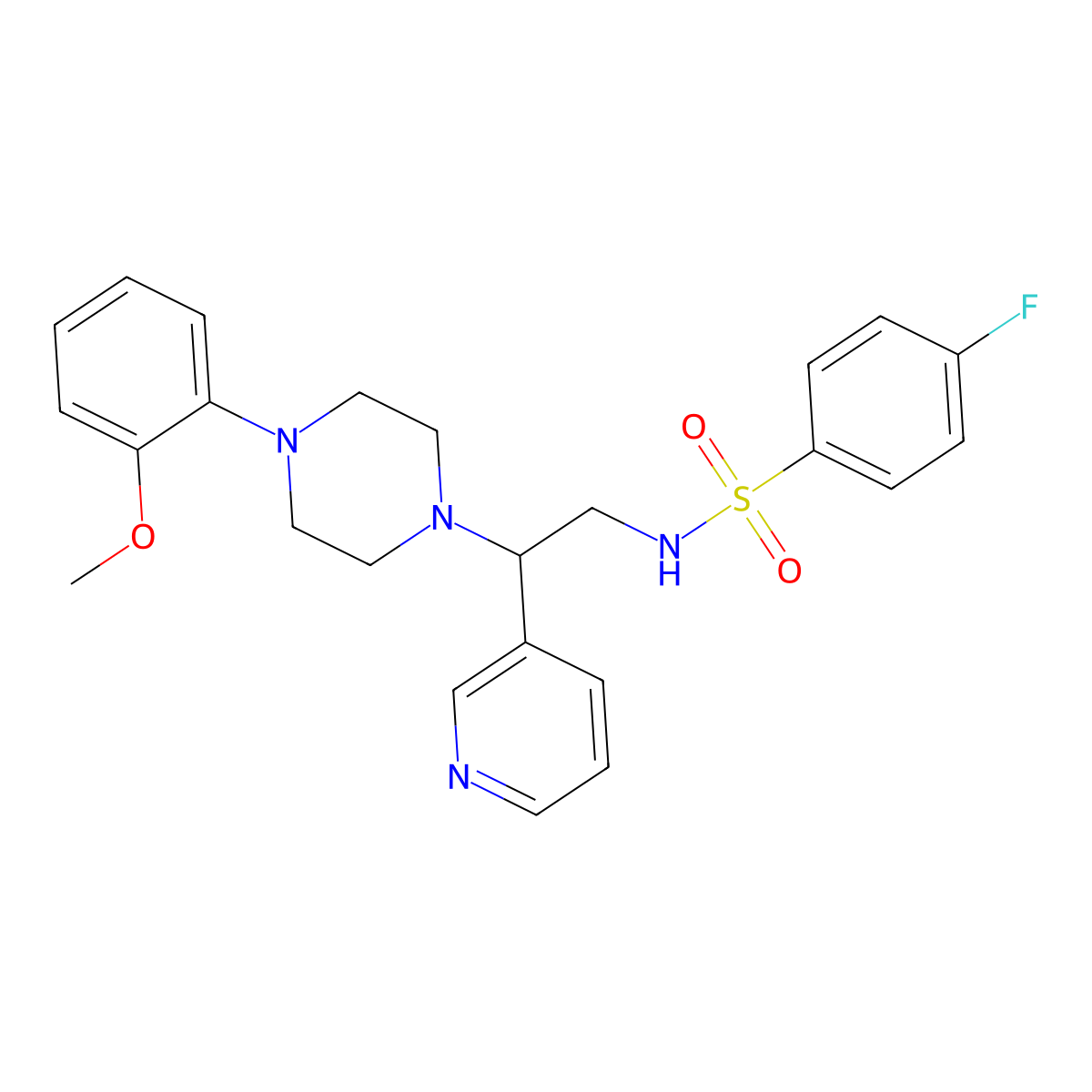 4-fluoro-N-(2-(4-(2-methoxyphenyl)piperazin-1-yl)-2-(pyridin-3-yl)ethyl)benzenesulfonamide molecular structure, CAS 863558-96-7
