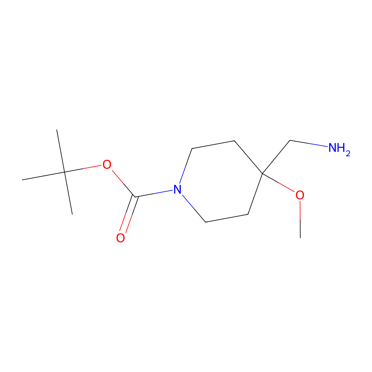 tert-Butyl 4-(aminomethyl)-4-methoxypiperidine-1-carboxylate molecular structure, CAS 863561-70-0