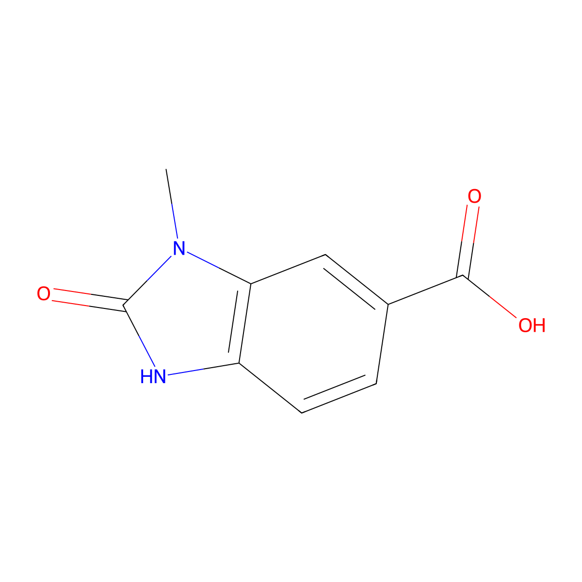 3-methyl-2-oxo-2,3-dihydro-1H-1,3-benzodiazole-5-carboxylic acid molecular structure, CAS 863564-77-6