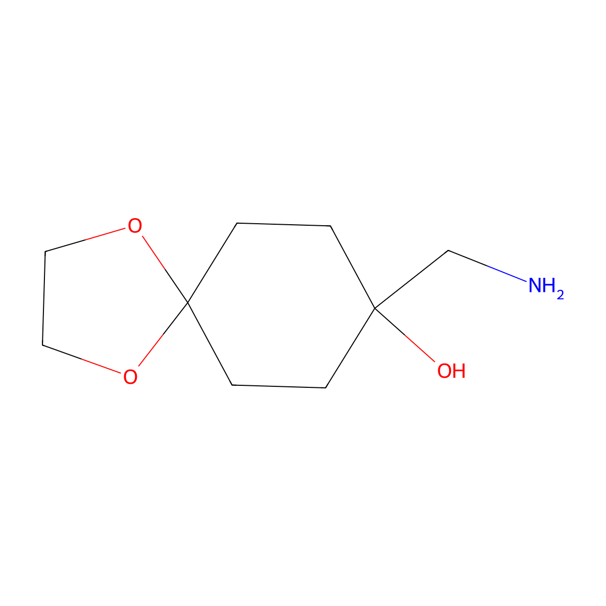 8-(Aminomethyl)-1,4-dioxaspiro[4.5]decan-8-ol molecular structure, CAS 863565-85-9