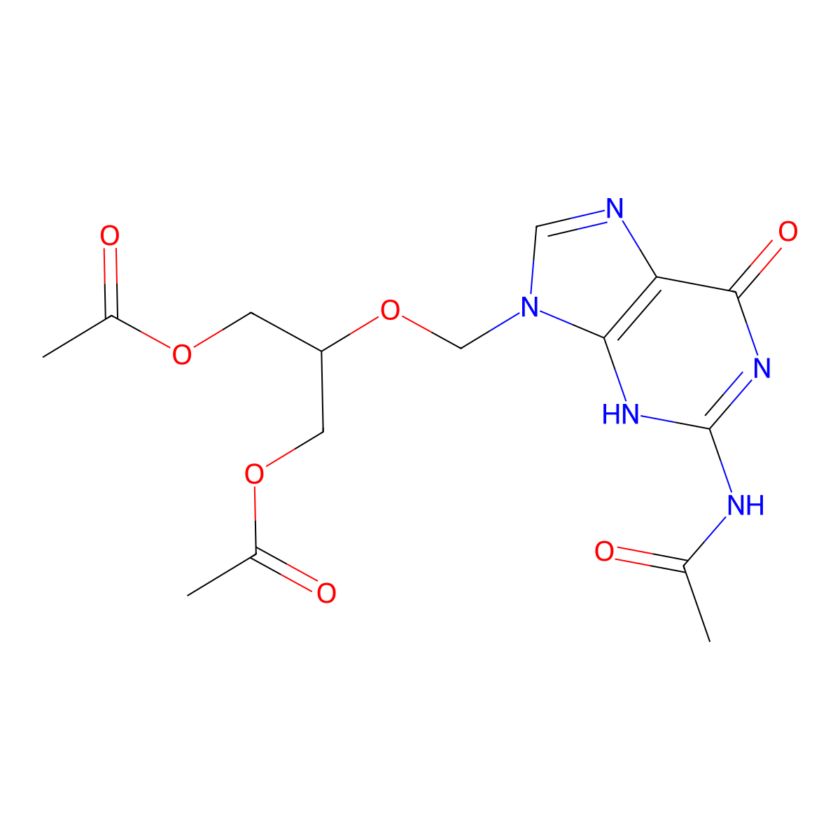 [2-[(2-acetamido-6-oxo-3H-purin-9-yl)methoxy]-3-acetyloxypropyl] acetate molecular structure, CAS 86357-14-4