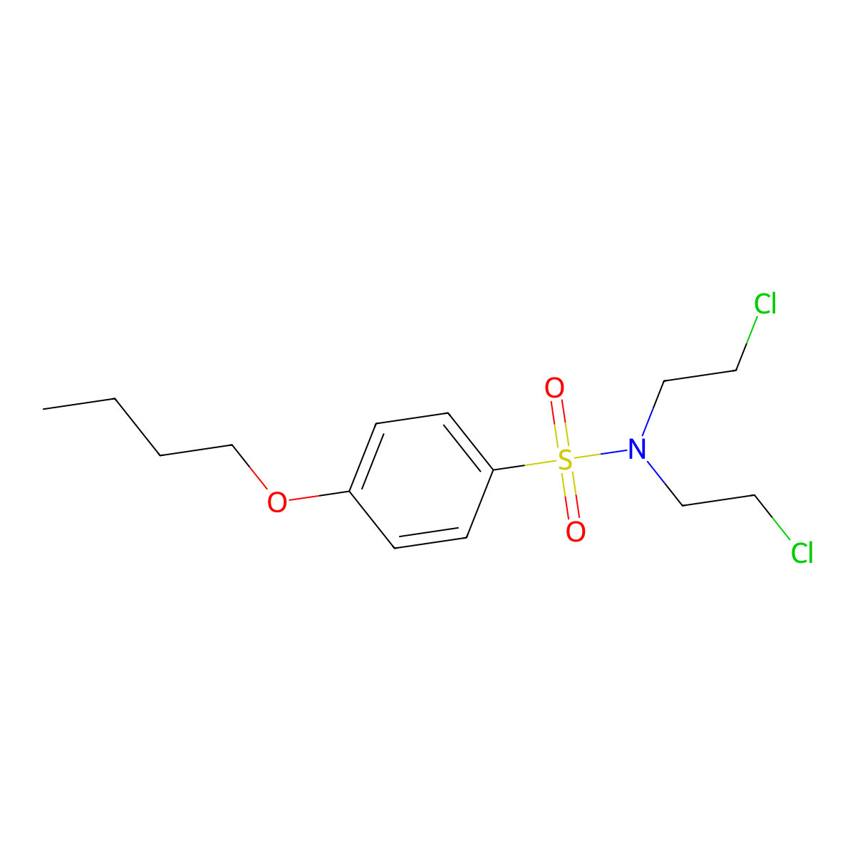 4-butoxy-N,N-bis(2-chloroethyl)benzenesulfonamide molecular structure, CAS 86357-62-2