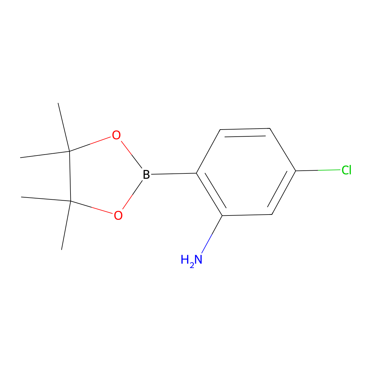 2-Amino-4-chlorophenylboronic acid pinacol ester molecular structure, CAS 863578-21-6
