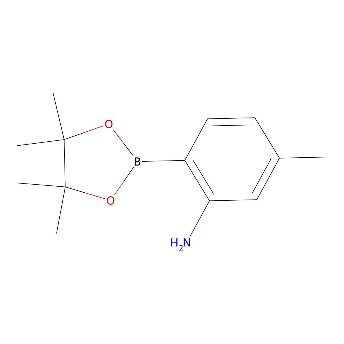 5-Methyl-2-(4,4,5,5-tetramethyl-1,3,2-dioxaborolan-2-yl)aniline molecular structure, CAS 863578-36-3